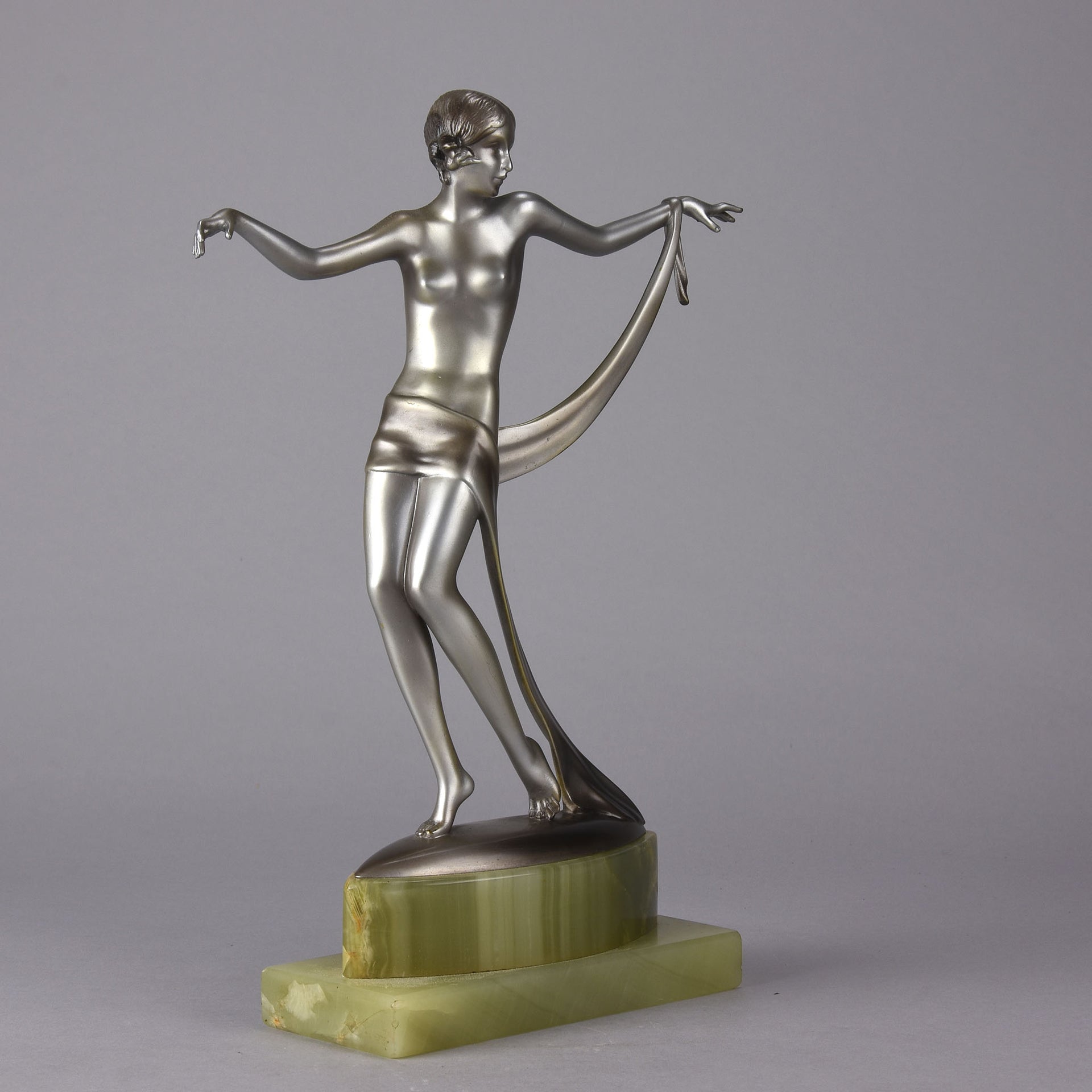 Josef Lorenzl Bronze - Dancer with Scarf - Art Deco Bronze Dancer - Josef Lorenzl Bronze - Hickmet Fine Arts