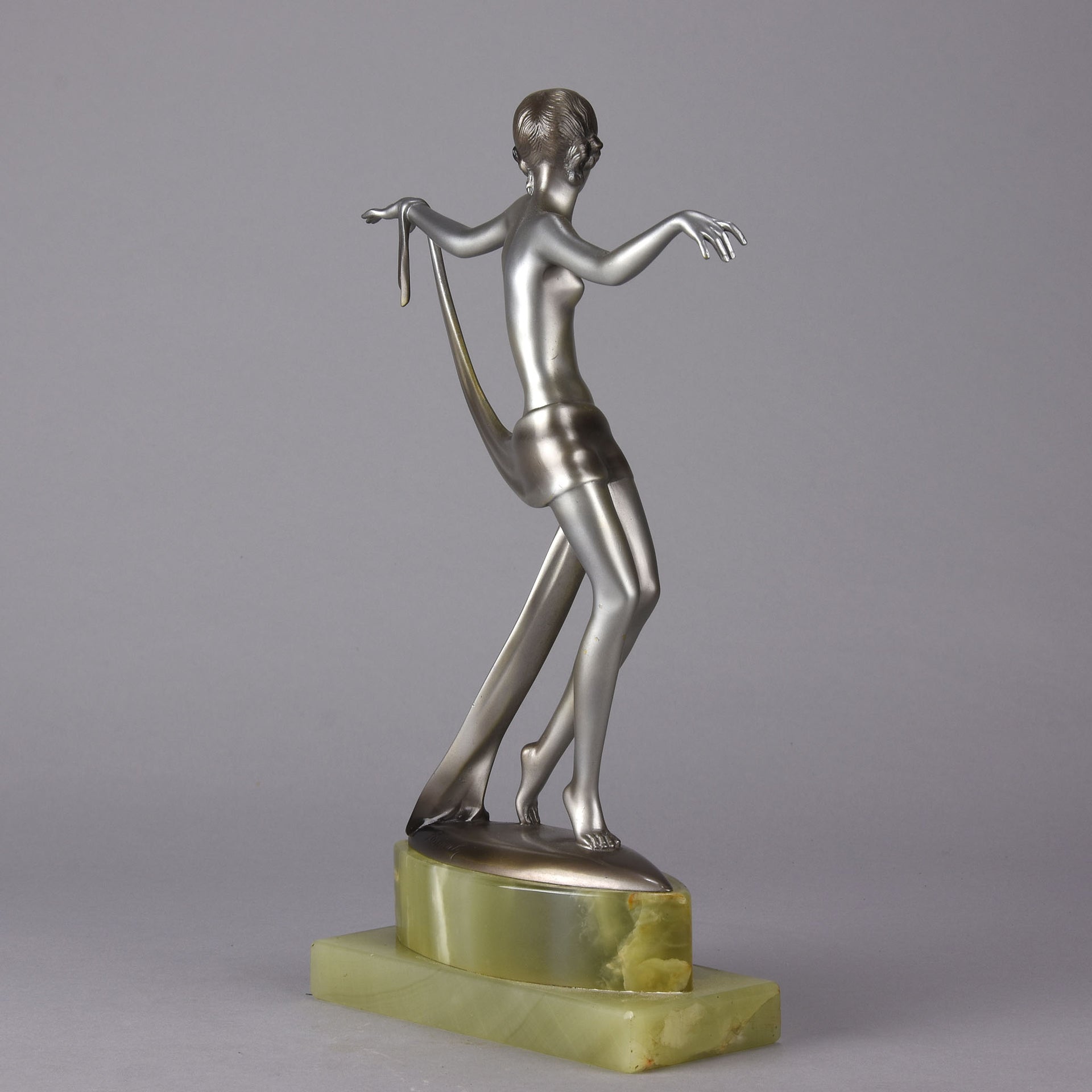 Josef Lorenzl Bronze - Dancer with Scarf - Art Deco Bronze Dancer - Josef Lorenzl Bronze - Hickmet Fine Arts