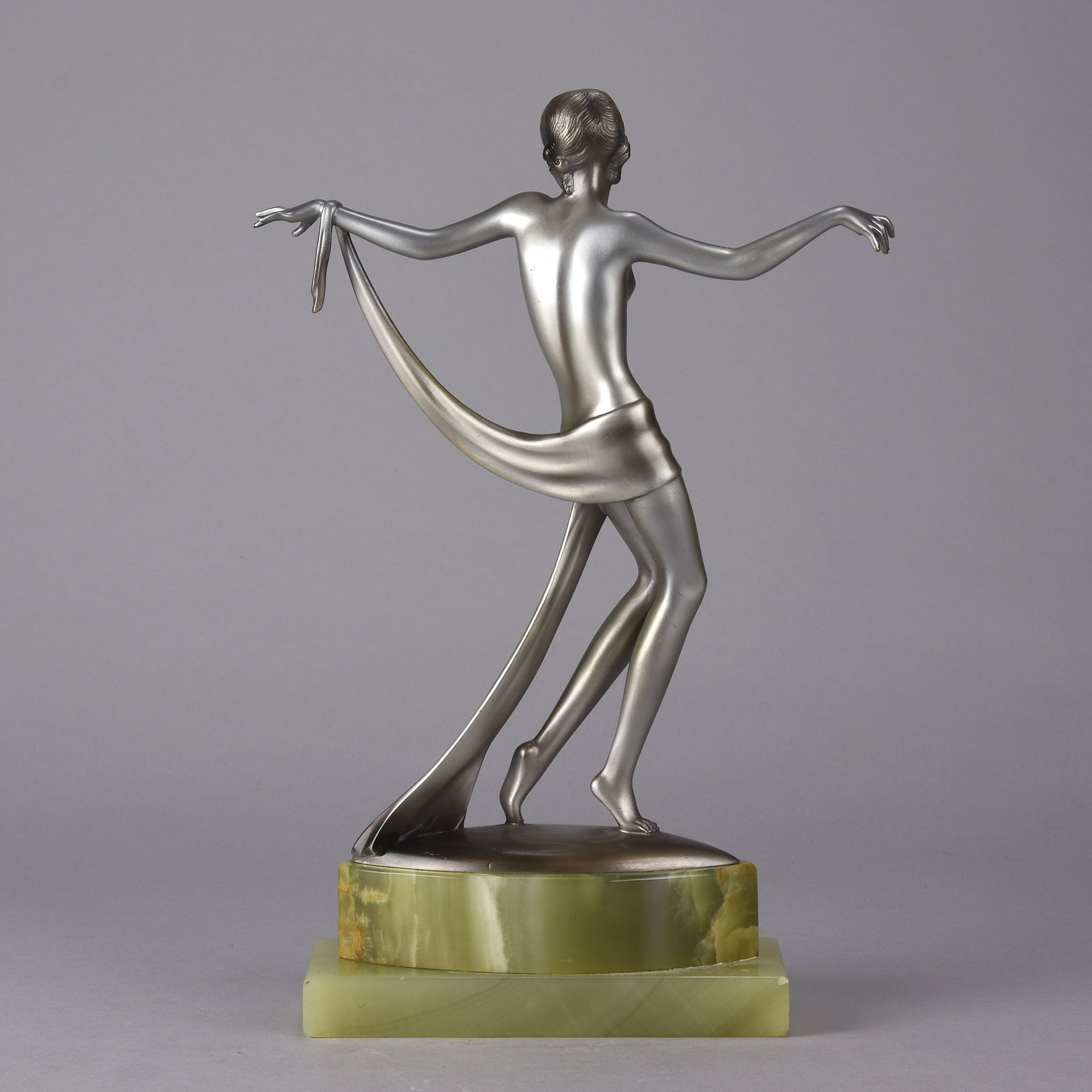 Josef Lorenzl Bronze - Dancer with Scarf - Art Deco Bronze Dancer - Josef Lorenzl Bronze - Hickmet Fine Arts