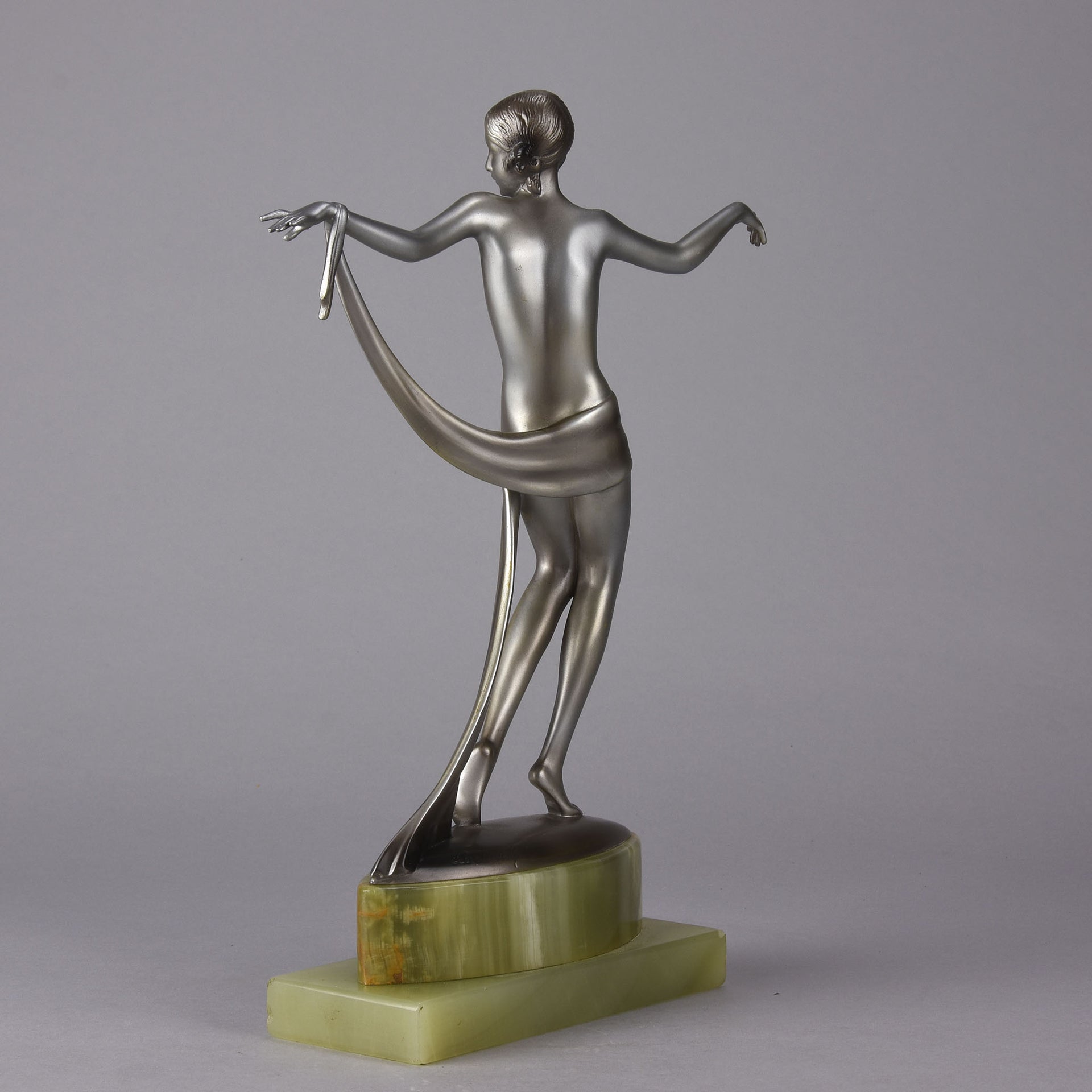 Josef Lorenzl Bronze - Dancer with Scarf - Art Deco Bronze Dancer - Josef Lorenzl Bronze - Hickmet Fine Arts