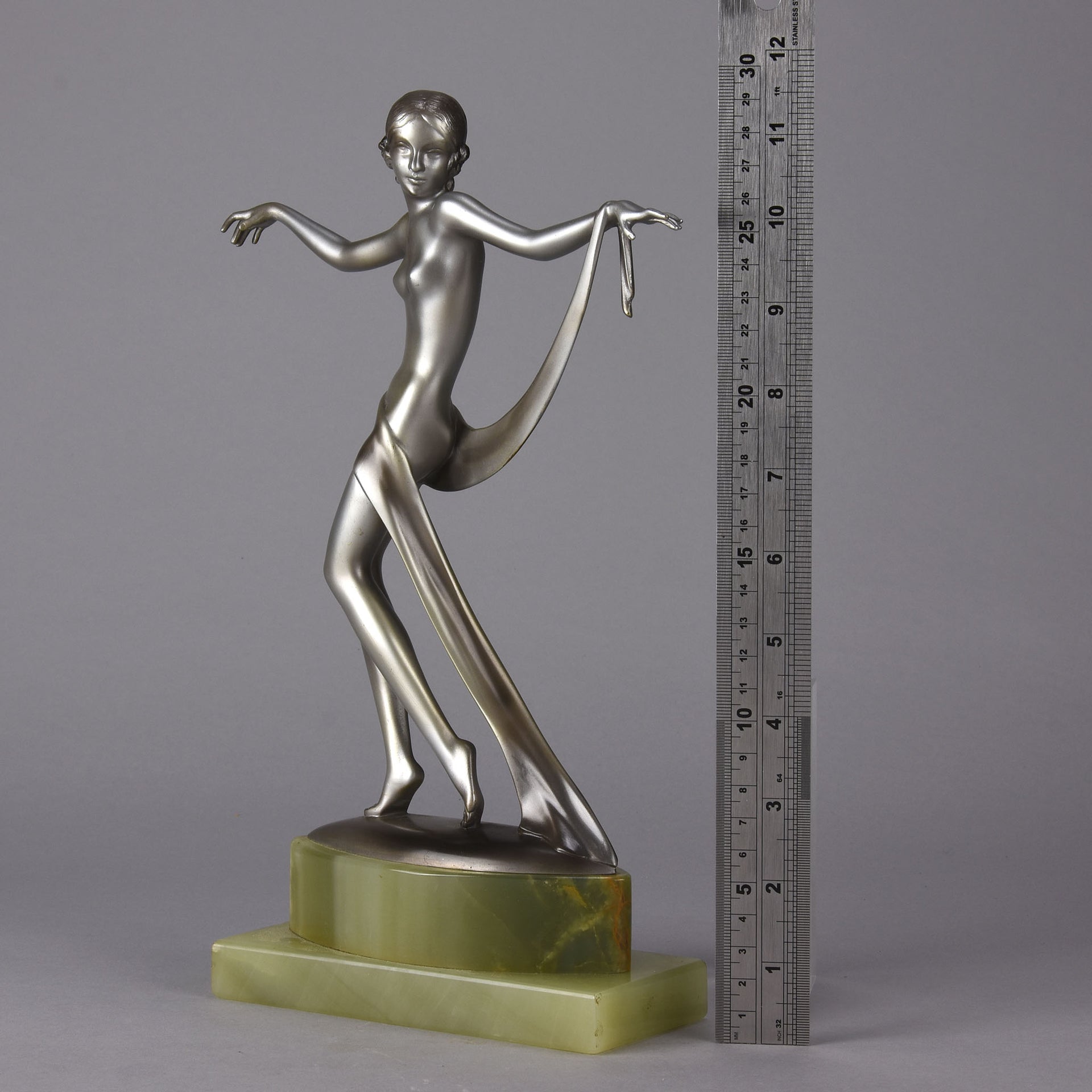 Josef Lorenzl Bronze - Dancer with Scarf - Art Deco Bronze Dancer - Josef Lorenzl Bronze - Hickmet Fine Arts