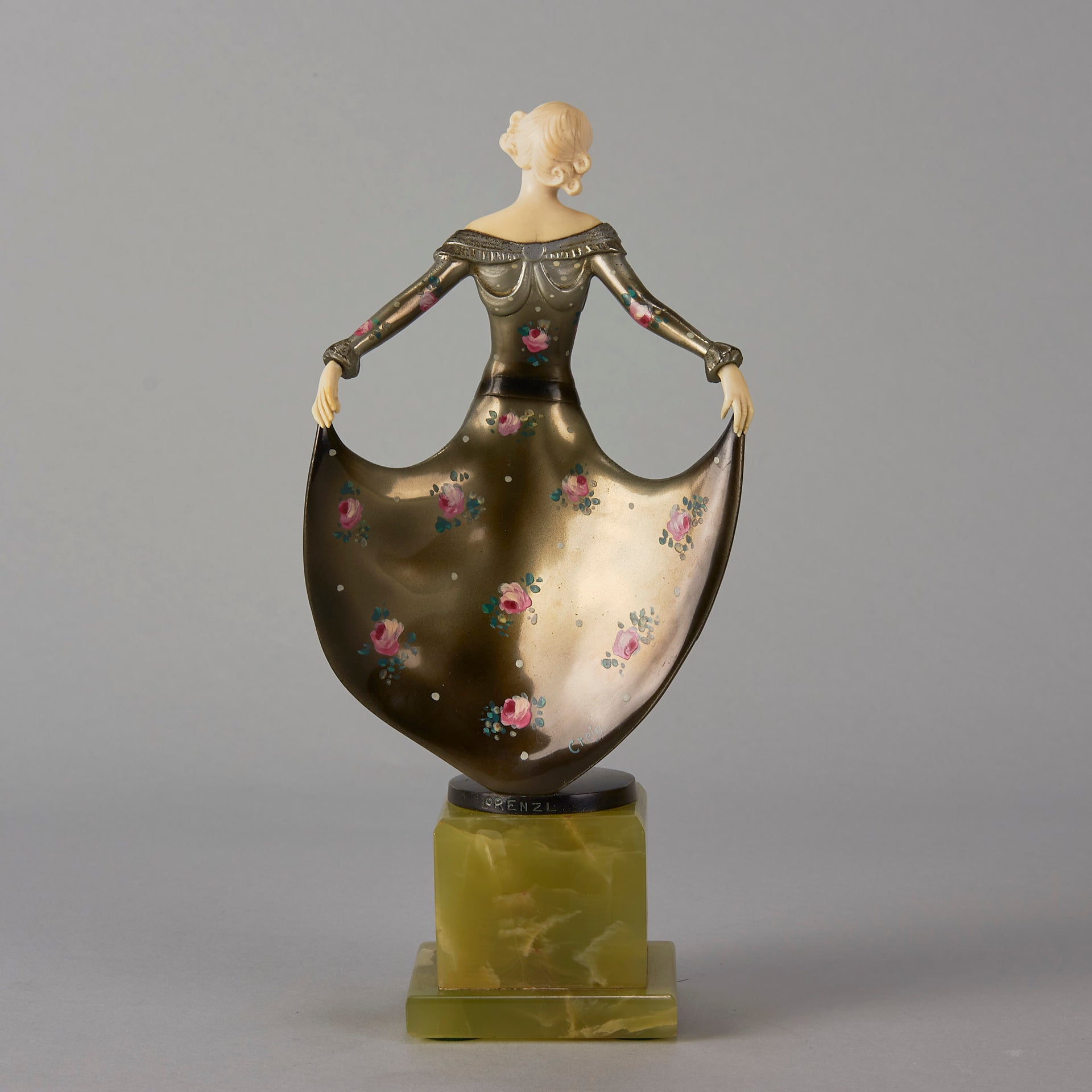 Art Deco Antique Bronze statues - Floral Dress by Josef Lorenzl – Hickmet Fine Arts