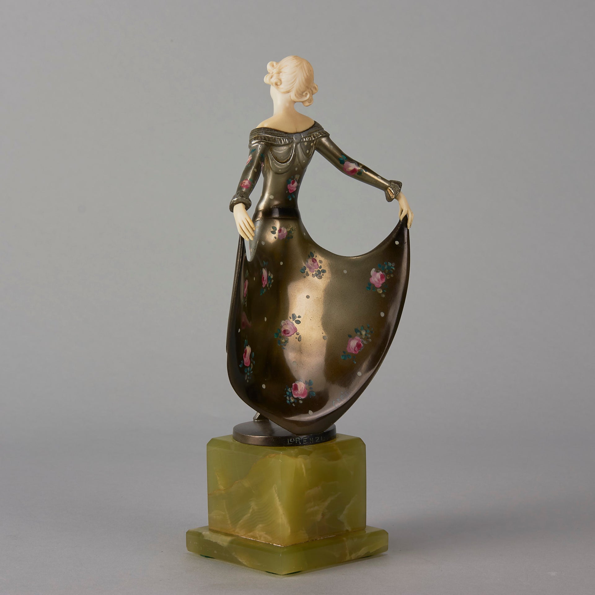 Art Deco Antique Bronze statues - Floral Dress by Josef Lorenzl – Hickmet Fine Arts
