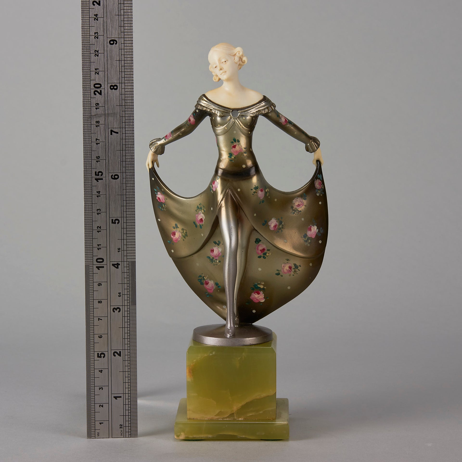 Art Deco Antique Bronze statues - Floral Dress by Josef Lorenzl – Hickmet Fine Arts