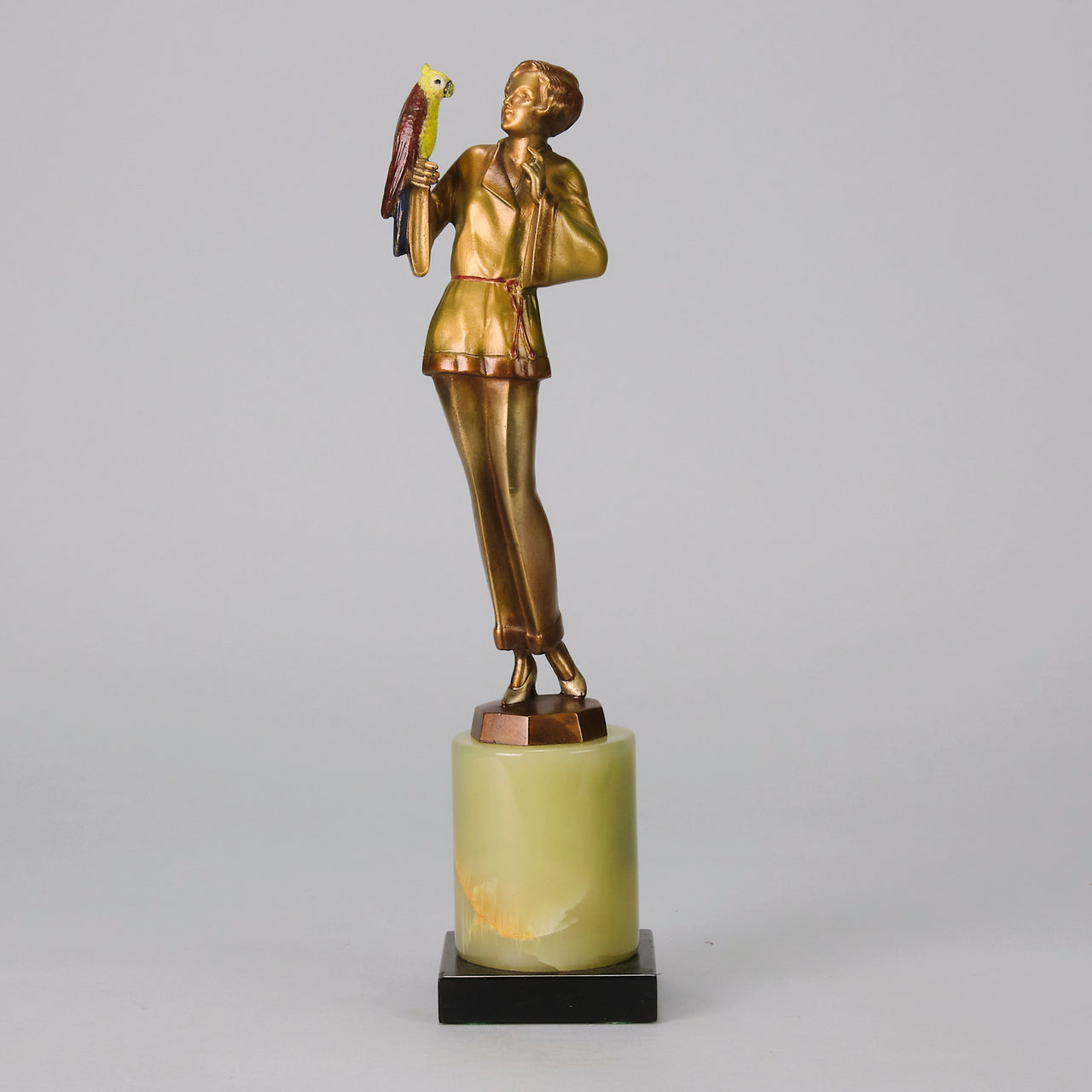 Josef Lorenzl - Girl With Parrot - Art deco figurines - Art Deco Sculpture - Art Deco Bronze Figurines - Art Deco Bronze Lady - Hickmet Fine Arts