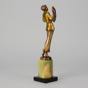 Josef Lorenzl - Girl With Parrot - Art deco figurines - Art Deco Sculpture - Art Deco Bronze Figurines - Art Deco Bronze Lady - Hickmet Fine Arts