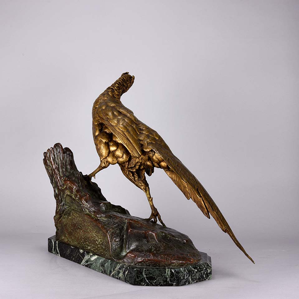 Moigniez Pheasant & Weasel - Animalier Bronze - Hickmet Fine Arts