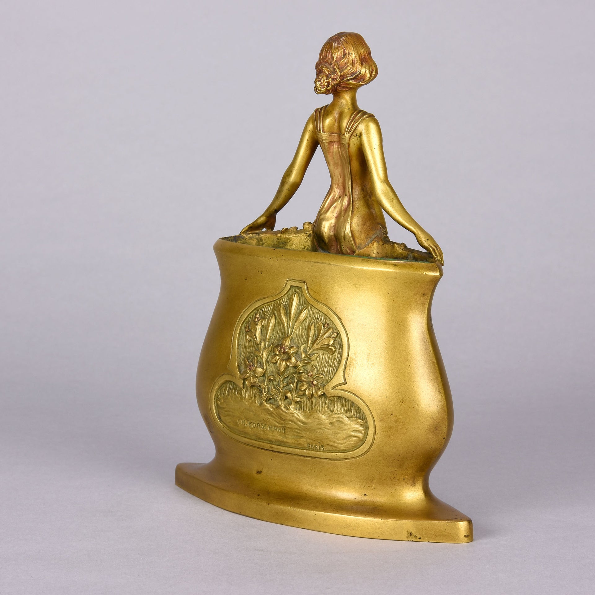 Charles Korschann Bronze - Art Nouveau Vase - Hickmet Fine Arts