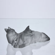 Reclining Cats by Marc Lalique A delightful frosted crystal glass group of two reclining cats resting