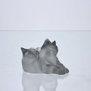 Reclining Cats by Marc Lalique A delightful frosted crystal glass group of two reclining cats resting