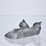 Reclining Cats by Marc Lalique A delightful frosted crystal glass group of two reclining cats resting