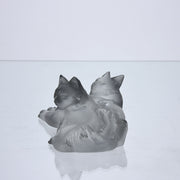 Reclining Cats by Marc Lalique A delightful frosted crystal glass group of two reclining cats resting