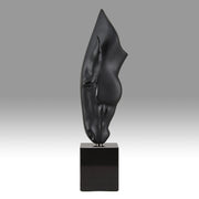 Still Water by Nic Fiddian Green and Lalique An outstanding deep black crytal glass study of a horse gently drinking from a water's surface, raised on a polished black glass plinth