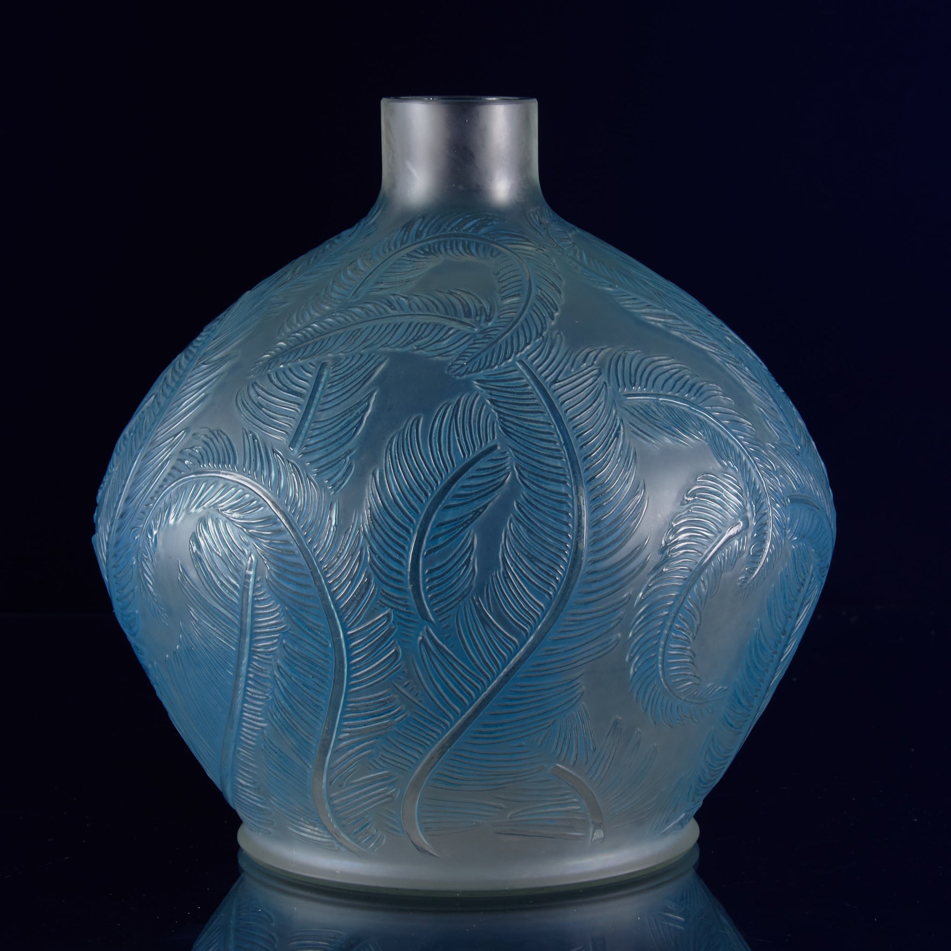 Rene Lalique Plumes Vase - Rene Lalique Glass - Lalique Glass for Sale - Hickmet Fine Arts