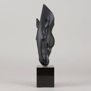 Still Water by Nic Fiddian Green and Lalique An outstanding deep black crytal glass study of a horse gently drinking from a water's surface, raised on a polished black glass plinth
