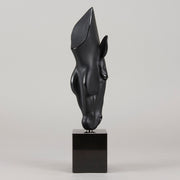 Still Water by Nic Fiddian Green and Lalique An outstanding deep black crytal glass study of a horse gently drinking from a water's surface, raised on a polished black glass plinth