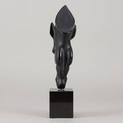 Still Water by Nic Fiddian Green and Lalique An outstanding deep black crytal glass study of a horse gently drinking from a water's surface, raised on a polished black glass plinth