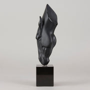 Still Water by Nic Fiddian Green and Lalique An outstanding deep black crytal glass study of a horse gently drinking from a water's surface, raised on a polished black glass plinth