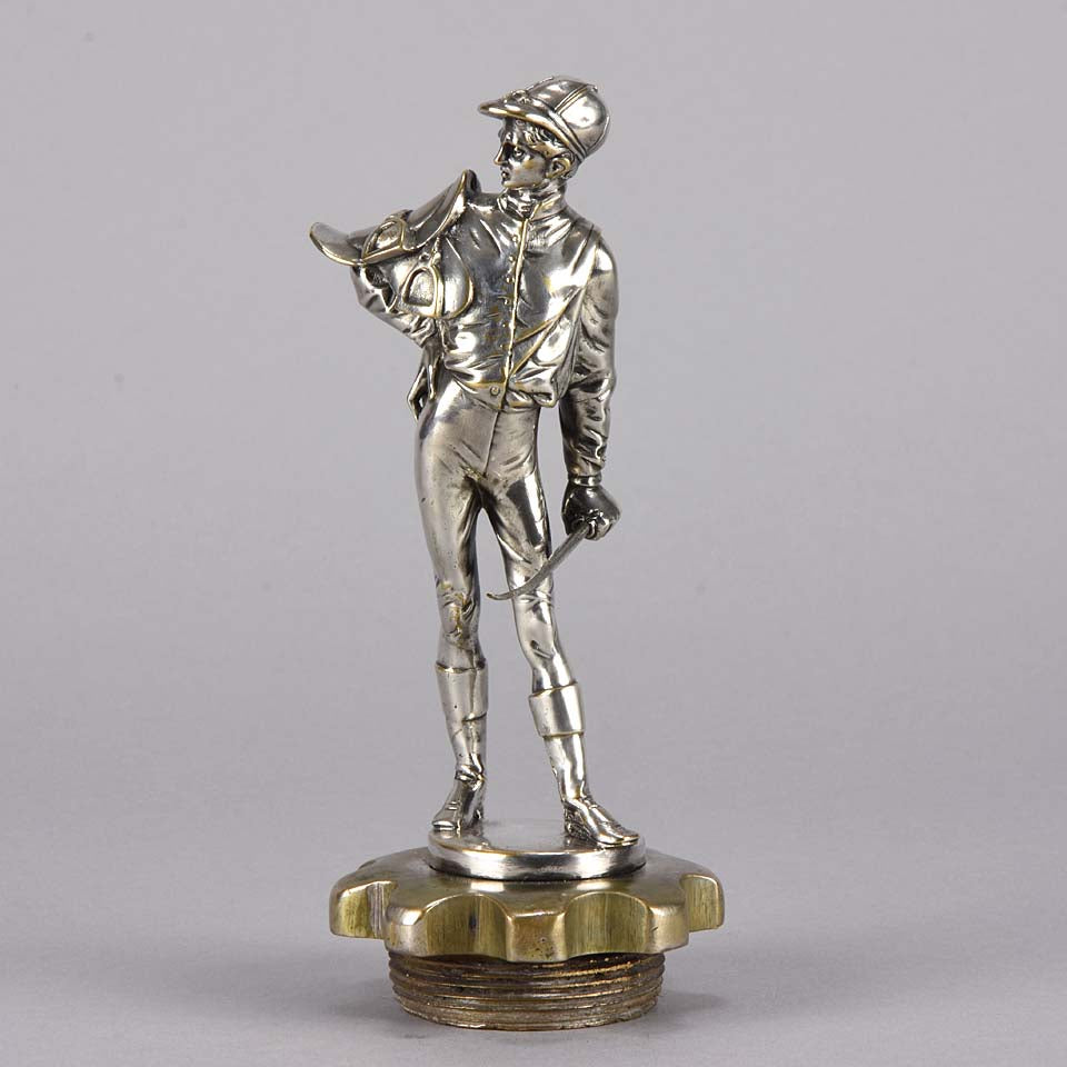 Car Mascot Lalouette Jockey Silvered Bronze 