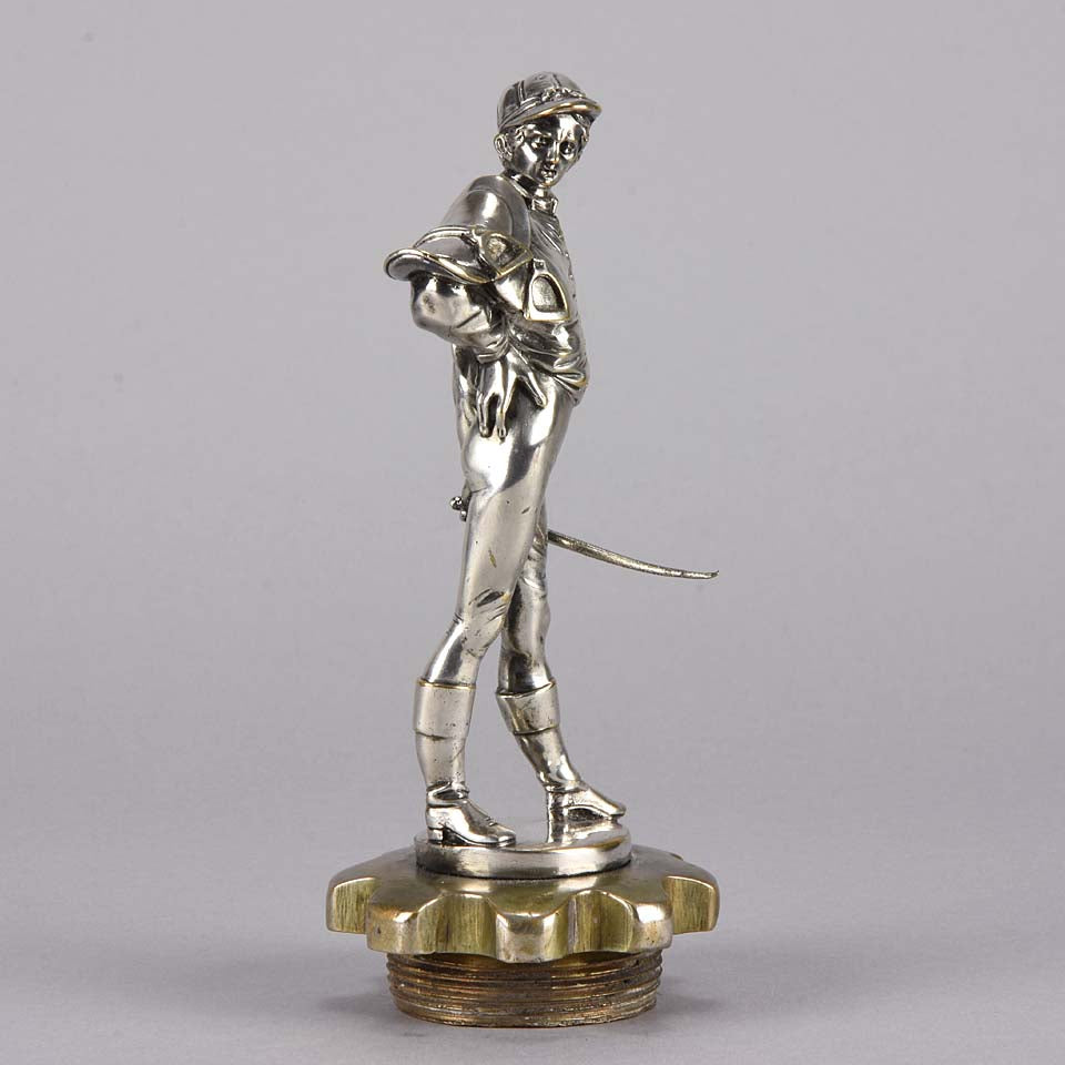 Car Mascot Lalouette Jockey Silvered Bronze 