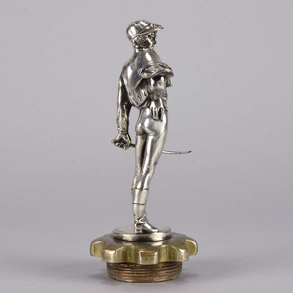 Car Mascot Lalouette Jockey Silvered Bronze 