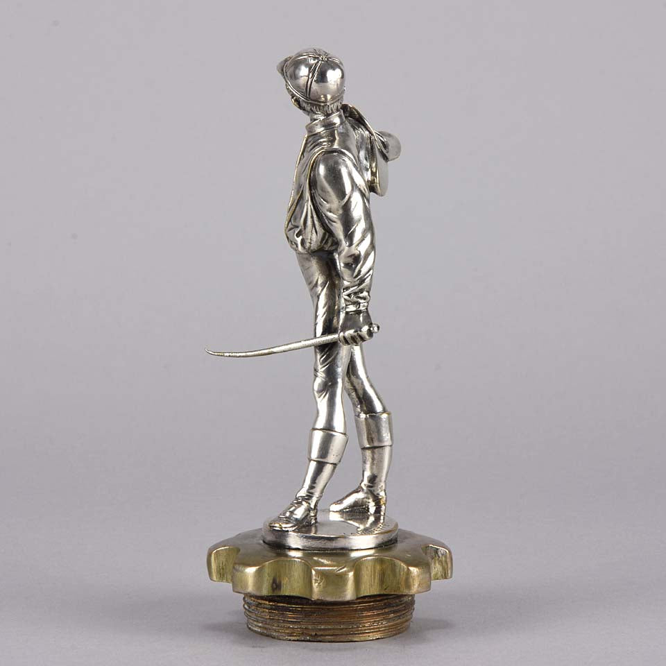 Car Mascot Lalouette Jockey Silvered Bronze 