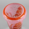 Digitale Vase by Le Verre Francais a striking cameo glass vase decorated with a red and maroon Art Deco design of digitalis flowers against a light pink field
