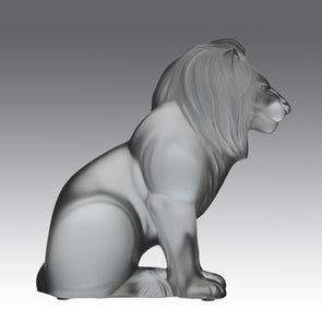 Lion Assis by Marc Lalique A majestic mid 20th Century frosted glass study of a seated lion