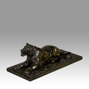 Barye Bronze - Lionne Couchee - Animalier Bronze - Hickmet Fine Arts 