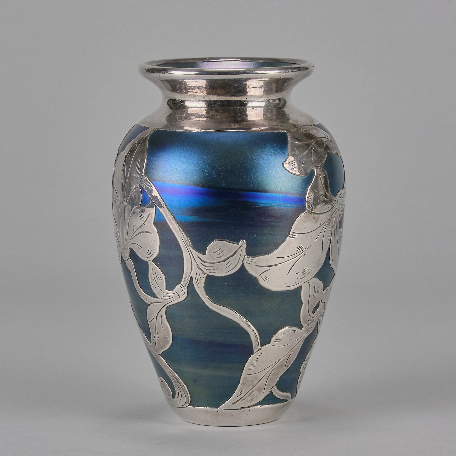 Iridescent Blue Silvered Vase - Loetz Vase - Loetz Glass - Art Nouveau Glass - Hickmet Fine Arts