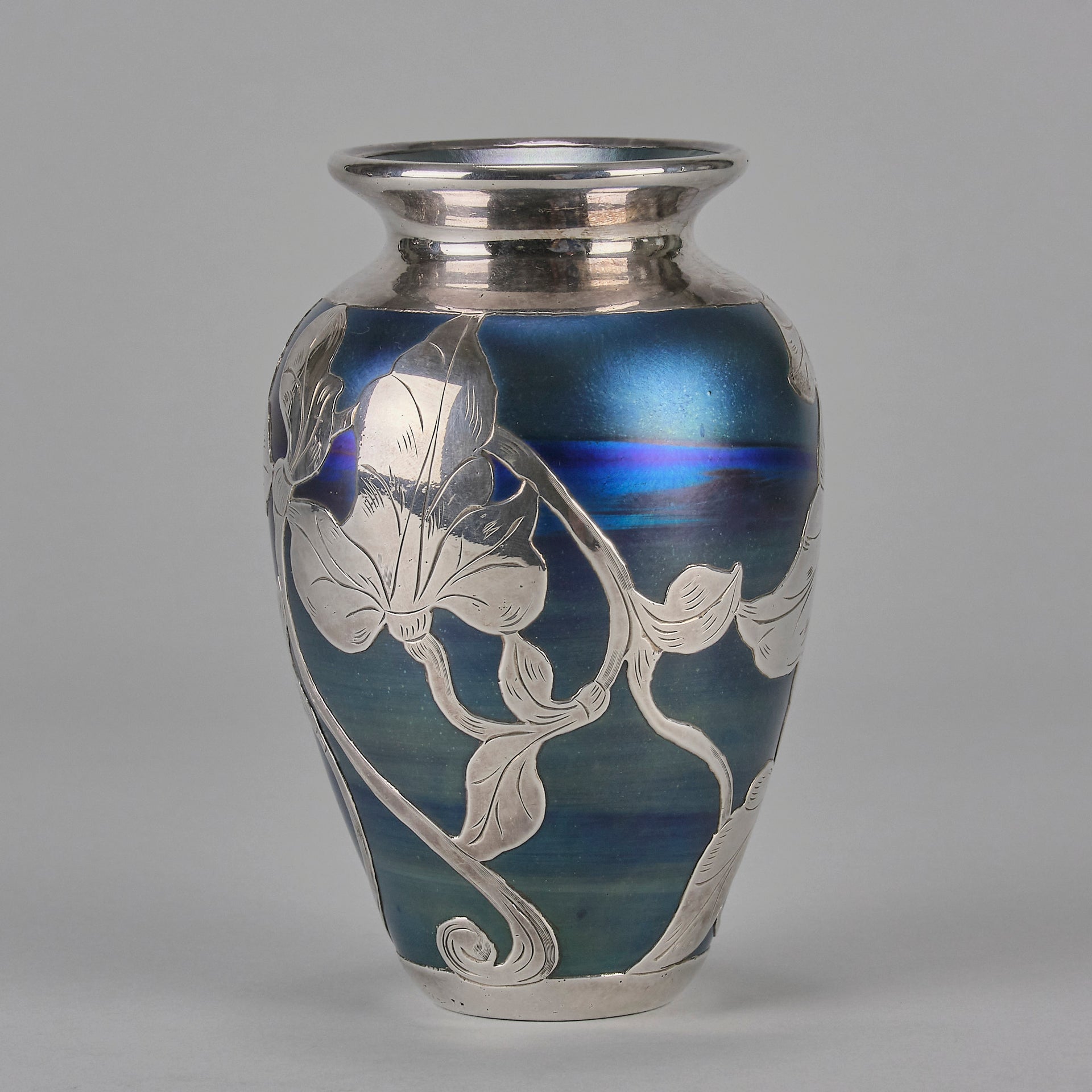 Iridescent Blue Silvered Vase - Loetz Vase - Loetz Glass - Art Nouveau Glass - Hickmet Fine Arts