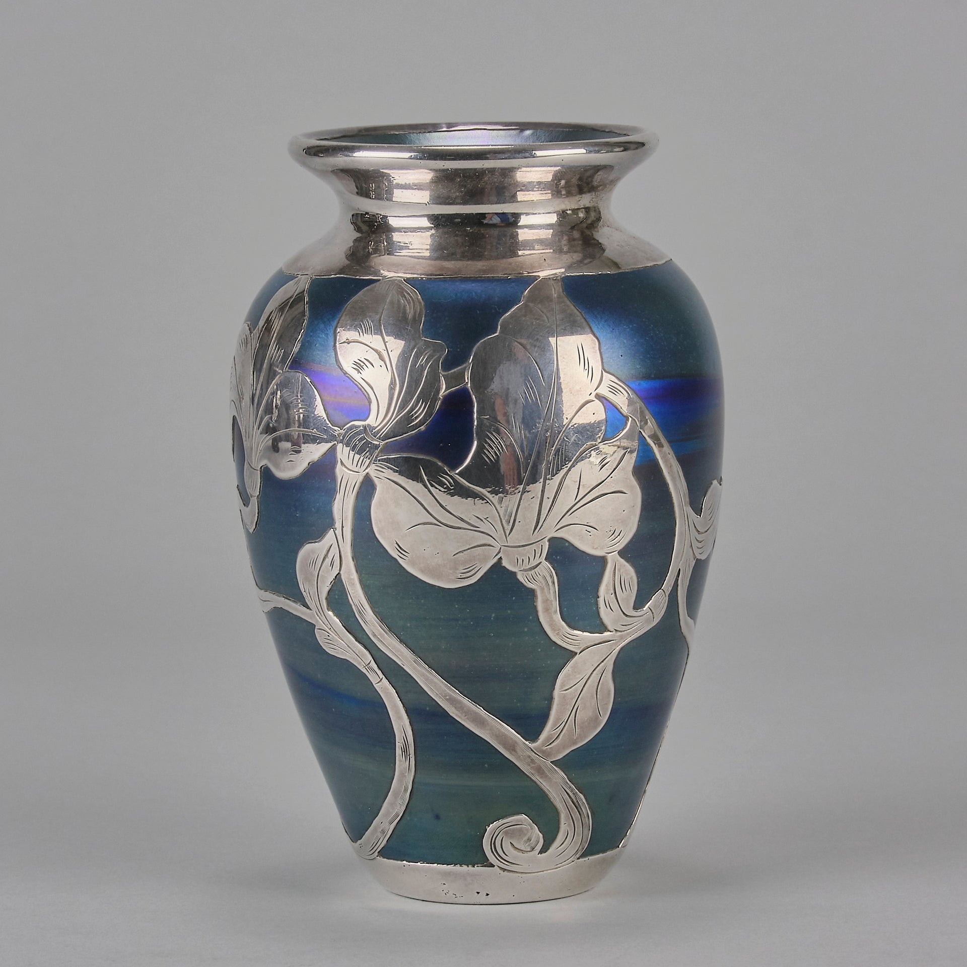 Iridescent Blue Silvered Vase - Loetz Vase - Loetz Glass - Art Nouveau Glass - Hickmet Fine Arts
