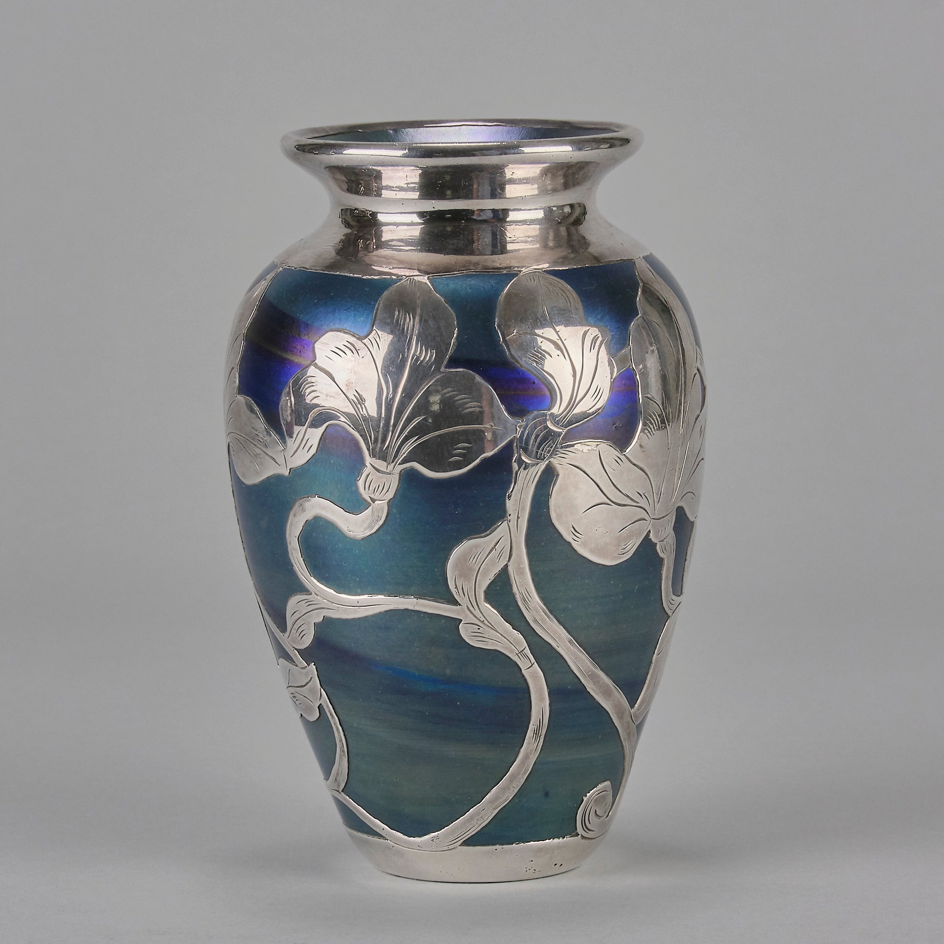 Iridescent Blue Silvered Vase - Loetz Vase - Loetz Glass - Art Nouveau Glass - Hickmet Fine Arts
