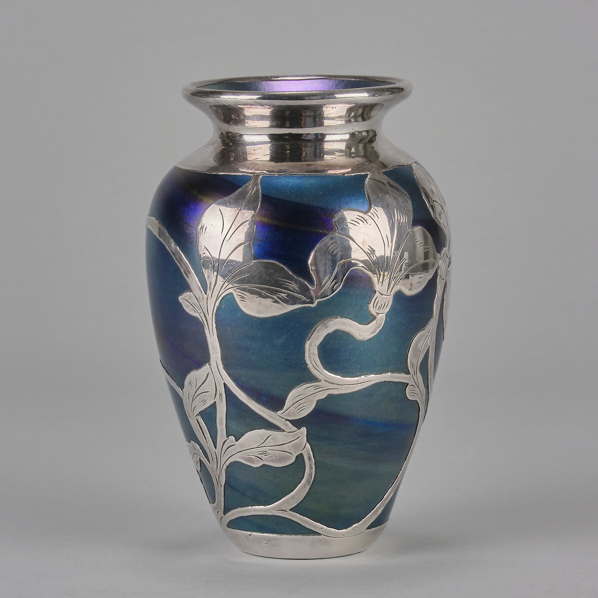 Iridescent Blue Silvered Vase - Loetz Vase - Loetz Glass - Art Nouveau Glass - Hickmet Fine Arts