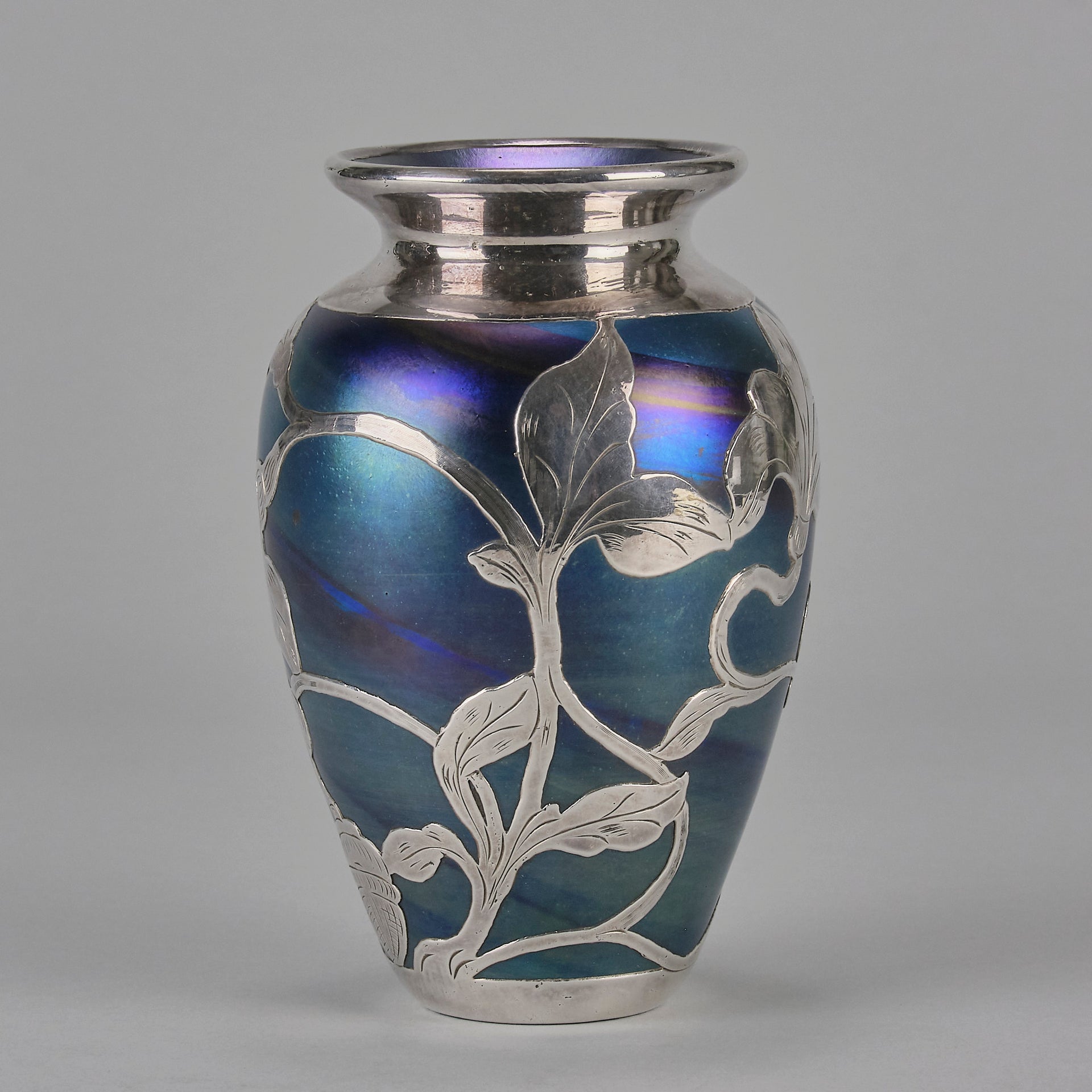 Iridescent Blue Silvered Vase - Loetz Vase - Loetz Glass - Art Nouveau Glass - Hickmet Fine Arts