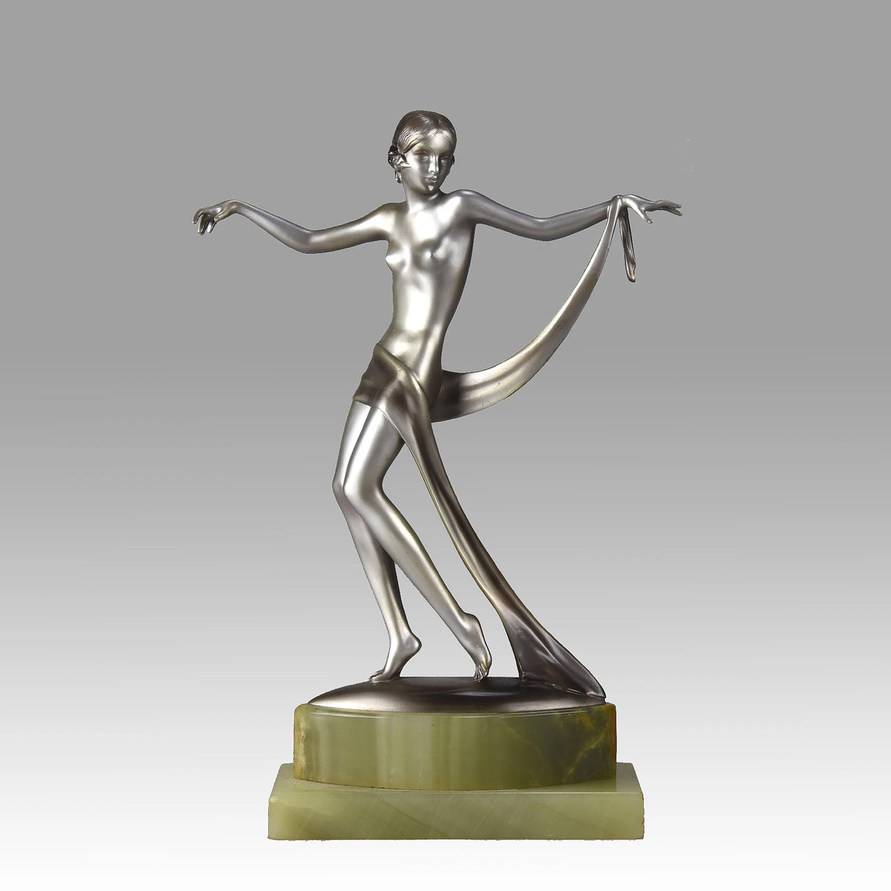 Josef Lorenzl Bronze - Dancer with Scarf - Art Deco Bronze Dancer - Josef Lorenzl Bronze - Hickmet Fine Arts
