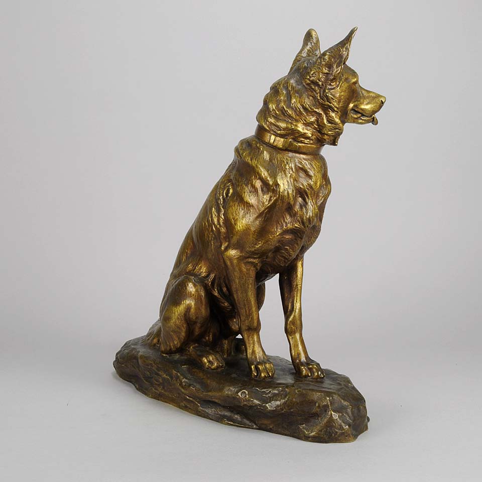 Louis Riche Bronze Seated Alsatian 