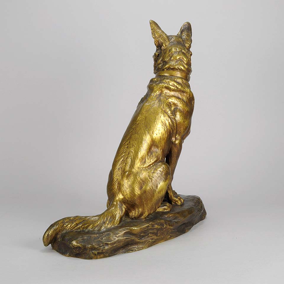 Louis Riche Bronze Seated Alsatian 