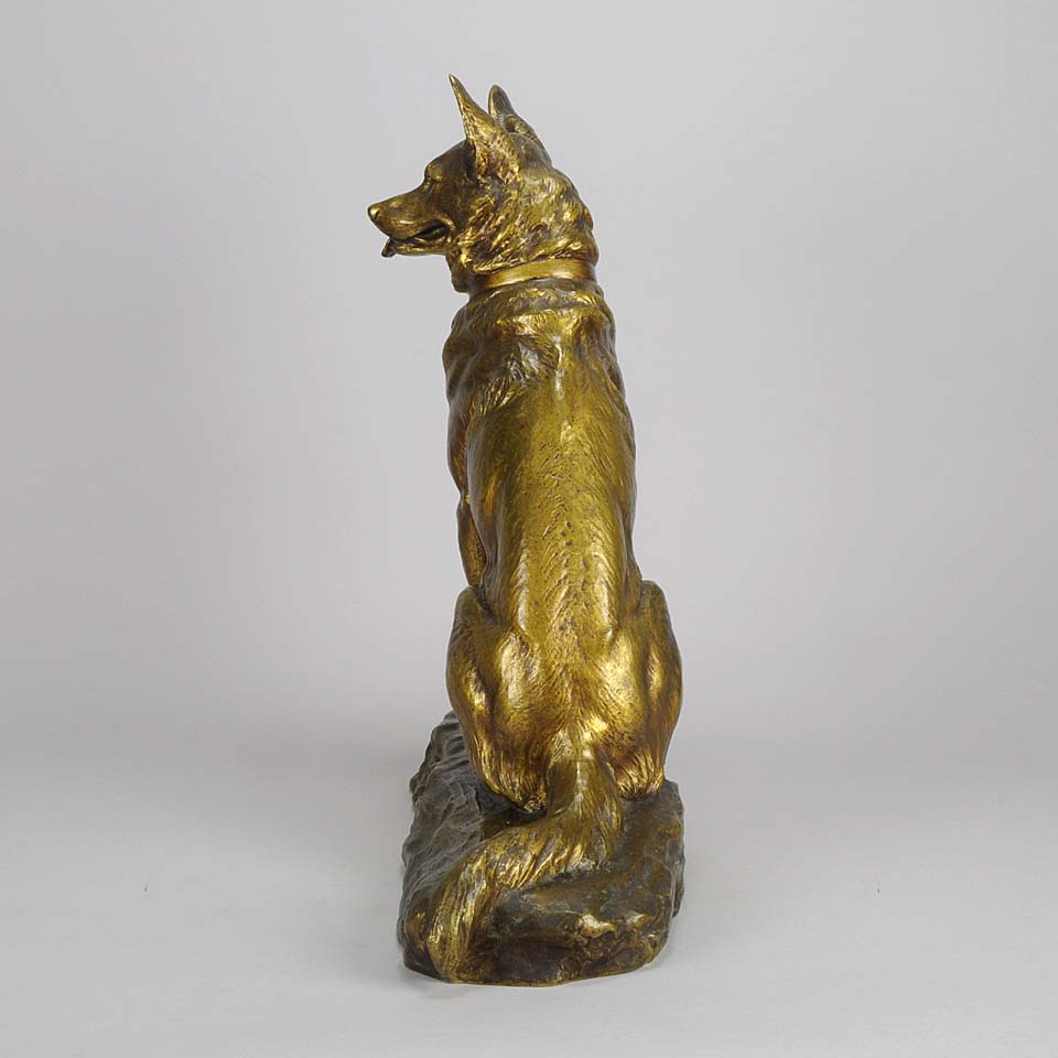 Louis Riche Bronze Seated Alsatian 