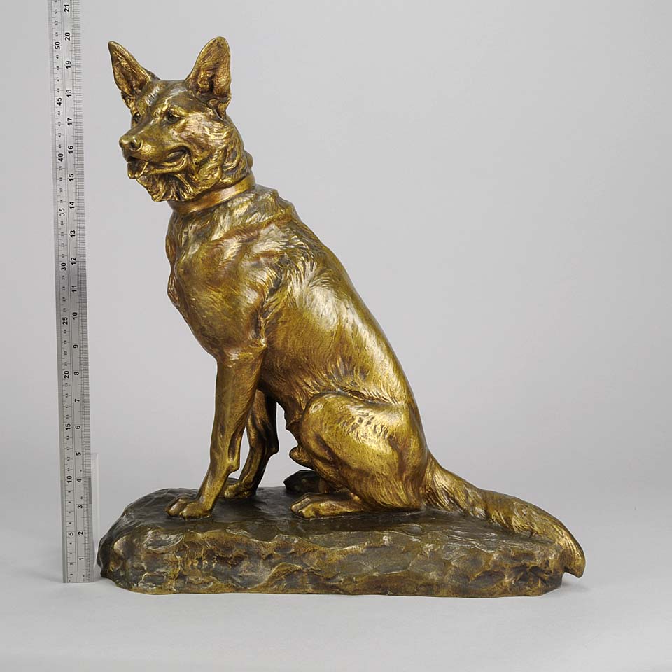 Louis Riche Bronze Seated Alsatian 