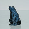 La Grenouille Bleu by Marc Lalique a charming mid 20th Century dark blue polished glass study of a seated frog with a charming look upon its face