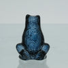 La Grenouille Bleu by Marc Lalique a charming mid 20th Century dark blue polished glass study of a seated frog with a charming look upon its face