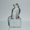 Chat Attente a charming frosted glass study of a seated cat with its head raised in a concentrated pose by Marc Lalique