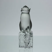 Chat Attente a charming frosted glass study of a seated cat with its head raised in a concentrated pose by Marc Lalique