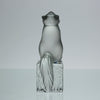Chat Attente a charming frosted glass study of a seated cat with its head raised in a concentrated pose by Marc Lalique