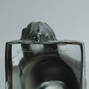 Chat Attente a charming frosted glass study of a seated cat with its head raised in a concentrated pose by Marc Lalique