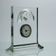 Chat Horloge by Marc Lalique An attractive mid 20th Century clock crafted from decorative frosted glass featuring a moulded cat figure