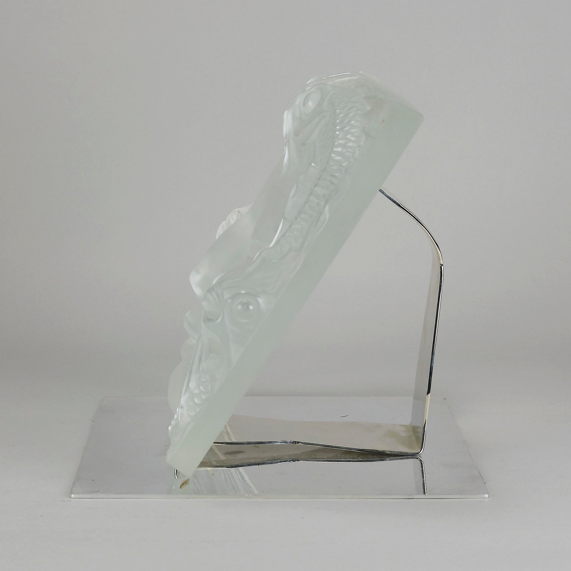 Masque De Femme by Marc Lalique An excellent mid 20th Century clear and frosted glass wall plaque decorated with a pretty Art Deco face framed with exotic fish