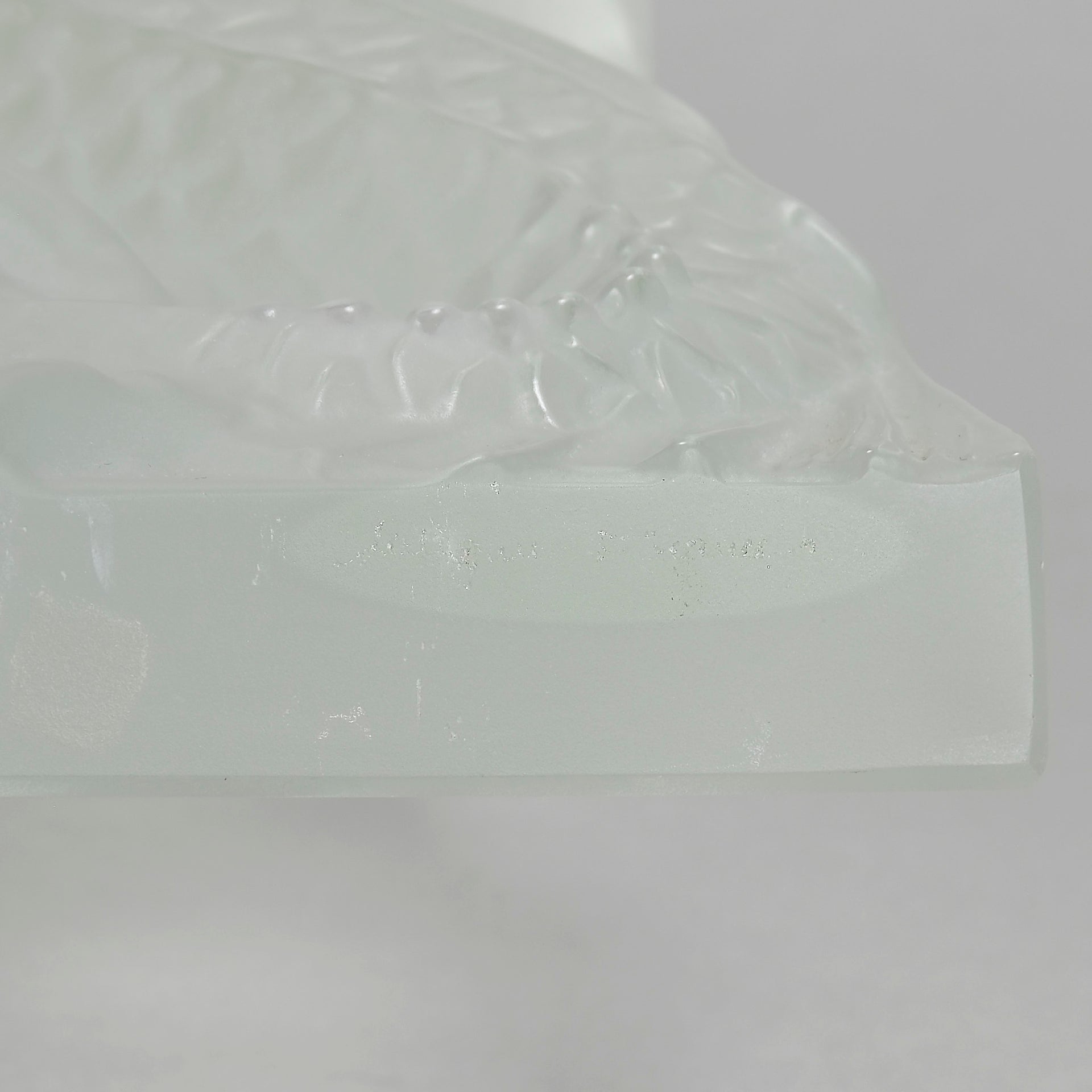 Masque De Femme by Marc Lalique An excellent mid 20th Century clear and frosted glass wall plaque decorated with a pretty Art Deco face framed with exotic fish