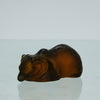 Ours Repose by Marc Lalique A sweet mid 20th Century frosted glass study of a resting bear, exhibiting excellent hand finished surface detail and rich deep amber colour